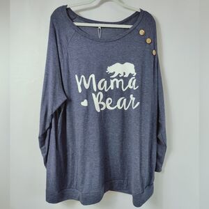 Visily Plus Size Collection 'Mama Bear' Long Sleeve Scoop Neck T-shirt, 28W
